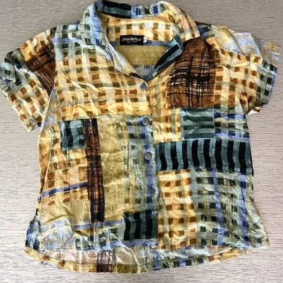 Jams World Rayon Shirttail Hem Gridlock Shirt Size Small - Picture 1 of 5